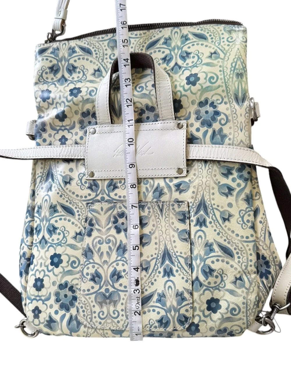 Patricia Nash Luzille Italian Folklore Blue Cream Convertible Backpack Crossbody